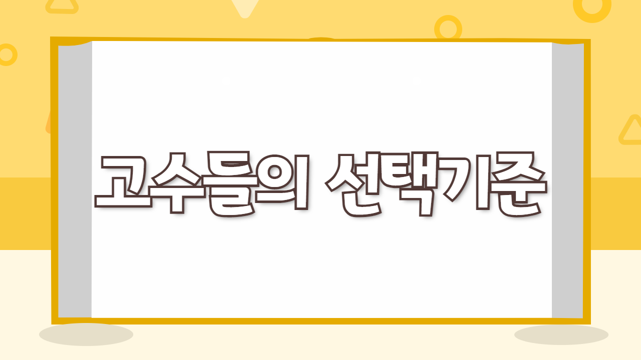 고수들의 선택기준