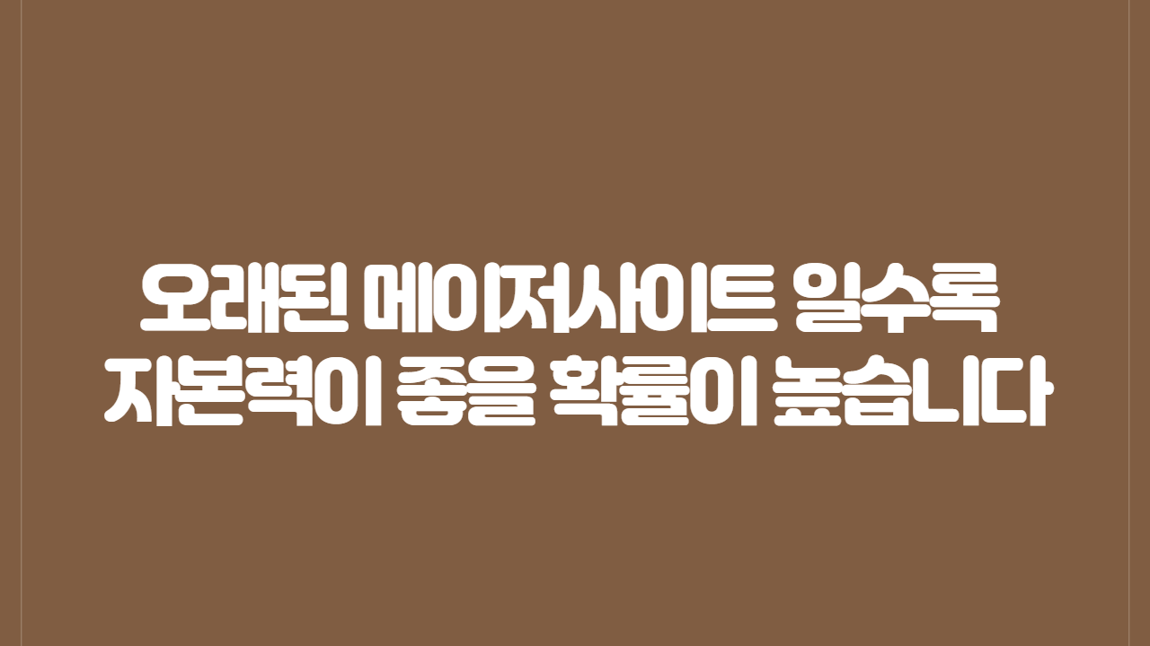 오래된 메이저사이트 일수록 자본력이 좋을 확률이 높습니다