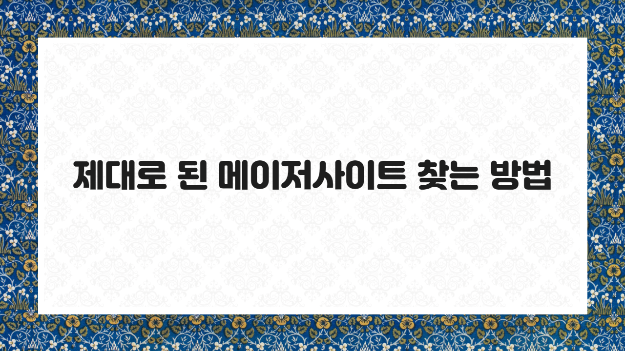 제대로 된 메이저사이트 찾는 방법
